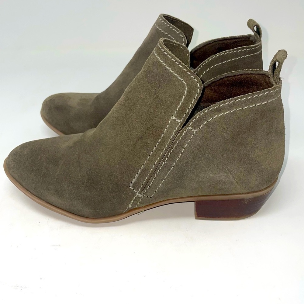 Dana True Lake Away Suede Leather Booties Side Zip Green/Gray Sz 8